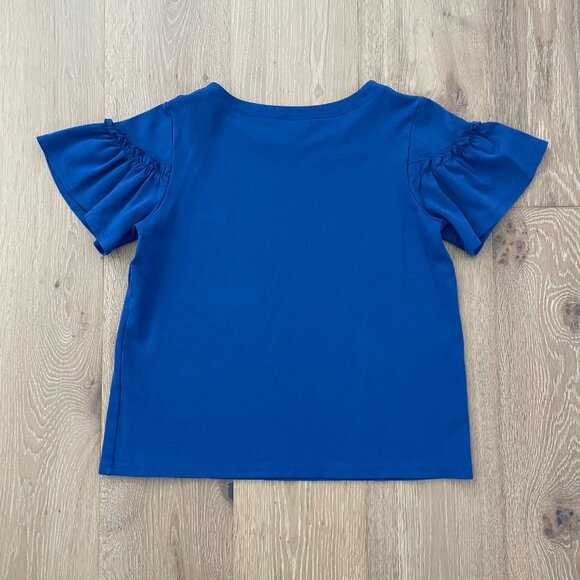 Halogen Shirt Women Medium Royal Blue Ruffle Sleeve Top Stretch HA373824MI - Picture 7 of 12